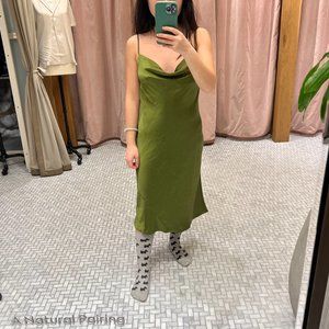Aritzia Olive Wilfred Cowl Neck Slip Dress